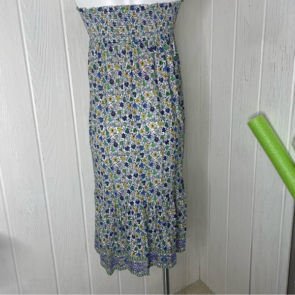 Ava Christine Maxi Skirt Med Blue Purple Green Floral Smocked Viscose Dress? NWT - Picture 6 of 8